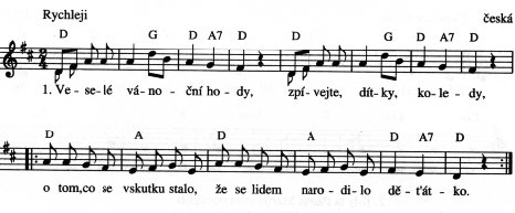 Notový zápis koledy Veselé vánoční hody